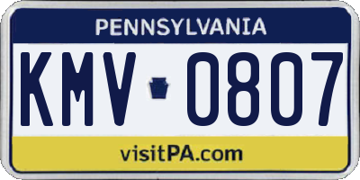 PA license plate KMV0807