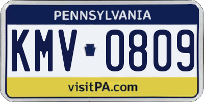 PA license plate KMV0809