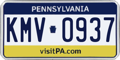 PA license plate KMV0937