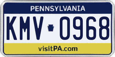 PA license plate KMV0968