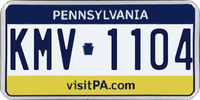 PA license plate KMV1104