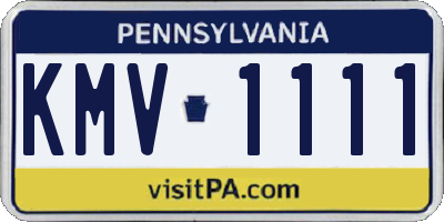 PA license plate KMV1111