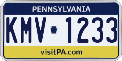 PA license plate KMV1233