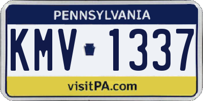 PA license plate KMV1337