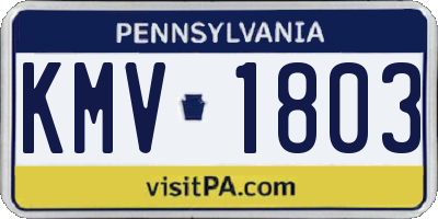 PA license plate KMV1803