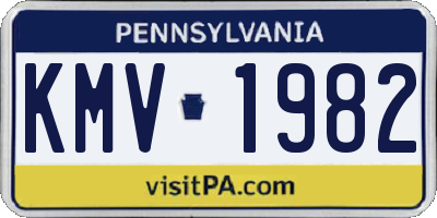 PA license plate KMV1982