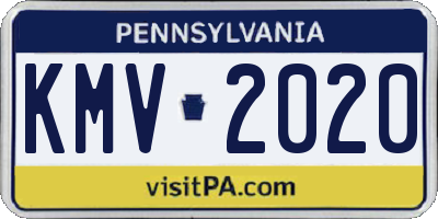 PA license plate KMV2020