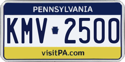 PA license plate KMV2500