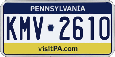 PA license plate KMV2610