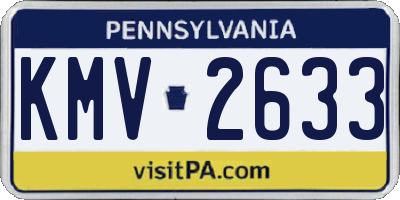 PA license plate KMV2633