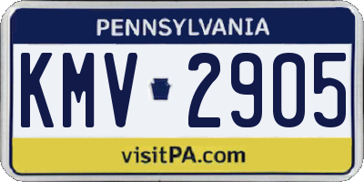 PA license plate KMV2905