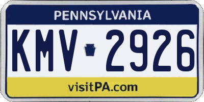 PA license plate KMV2926
