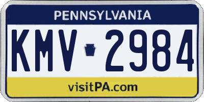 PA license plate KMV2984