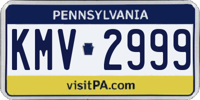 PA license plate KMV2999