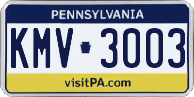 PA license plate KMV3003