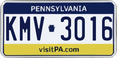 PA license plate KMV3016