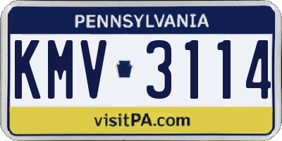 PA license plate KMV3114