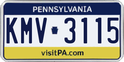 PA license plate KMV3115
