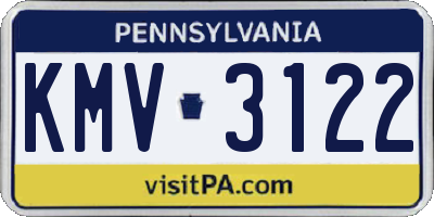PA license plate KMV3122