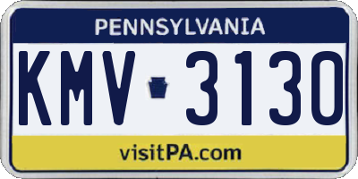PA license plate KMV3130