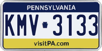 PA license plate KMV3133