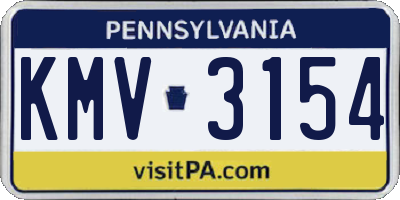 PA license plate KMV3154