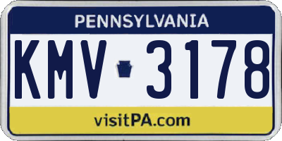 PA license plate KMV3178