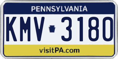PA license plate KMV3180