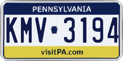 PA license plate KMV3194