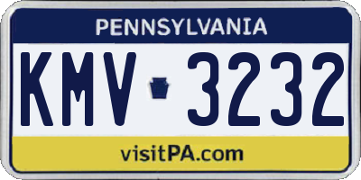 PA license plate KMV3232