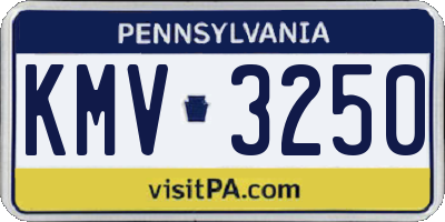 PA license plate KMV3250