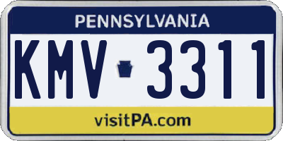 PA license plate KMV3311