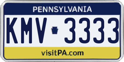 PA license plate KMV3333