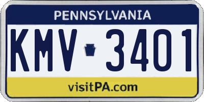 PA license plate KMV3401