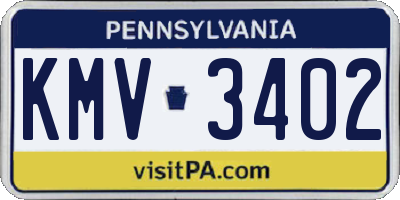 PA license plate KMV3402