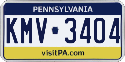 PA license plate KMV3404