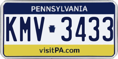 PA license plate KMV3433