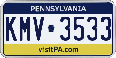 PA license plate KMV3533