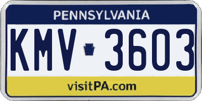PA license plate KMV3603