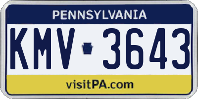 PA license plate KMV3643