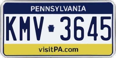 PA license plate KMV3645