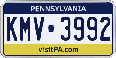 PA license plate KMV3992