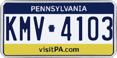 PA license plate KMV4103