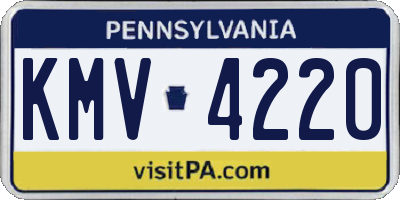 PA license plate KMV4220
