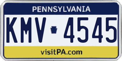 PA license plate KMV4545