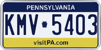 PA license plate KMV5403
