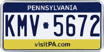 PA license plate KMV5672