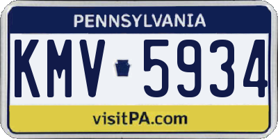 PA license plate KMV5934