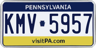 PA license plate KMV5957