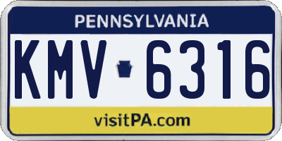 PA license plate KMV6316